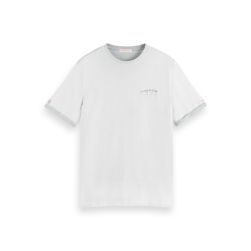 Scotch & Soda Mens Garment Dye Left Chest Logo Short Sleeve T Shirt White XL