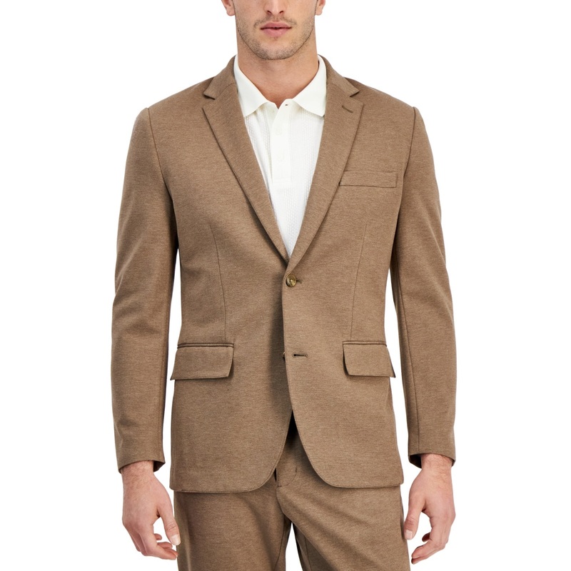 Alfani Men's Modern Fit Stretch Sport Coat Blazer Mulch Heather Brown 2XL