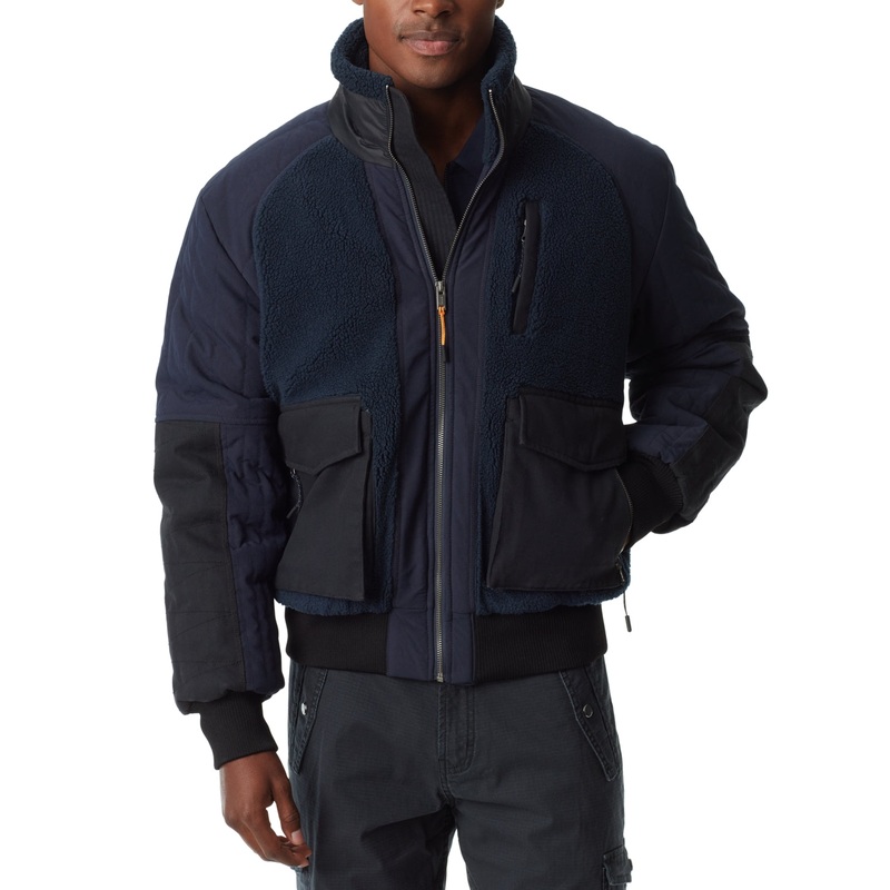 Bass Outdoor Men's Mixed Media Full Zip Bomber Navy Blue  2XL