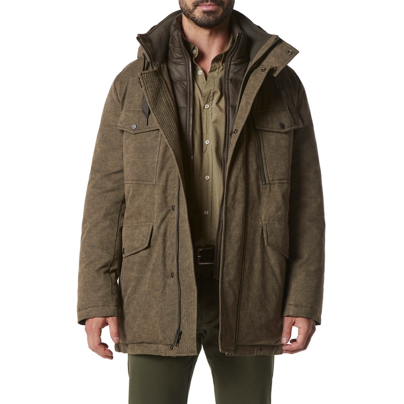 Marc New York Men's Yukon Stone Wash Parka Coat Jacket Green Medium