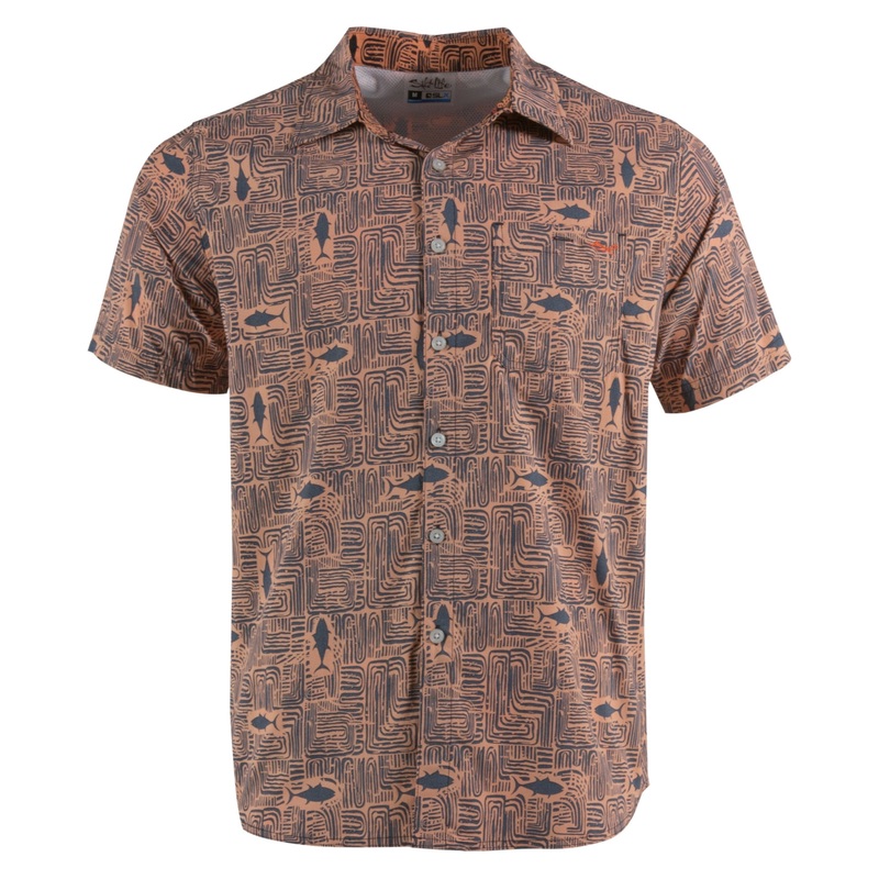 Salt Life Mens Tiki Tuna Button Down Fishing Shirt Sunrise Medium