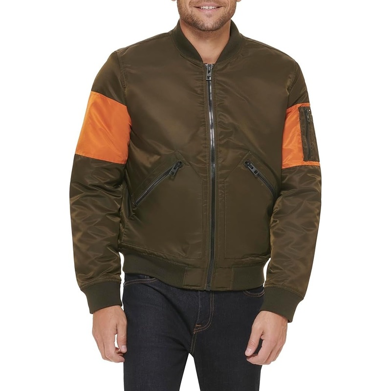 Tommy Hilfiger Men's Flight Bomber Jacket Small Olive Green