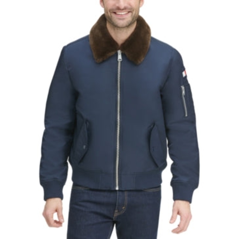 Tommy Hilfiger Men's Military Bomber Jacket Coat Navy Blue XL