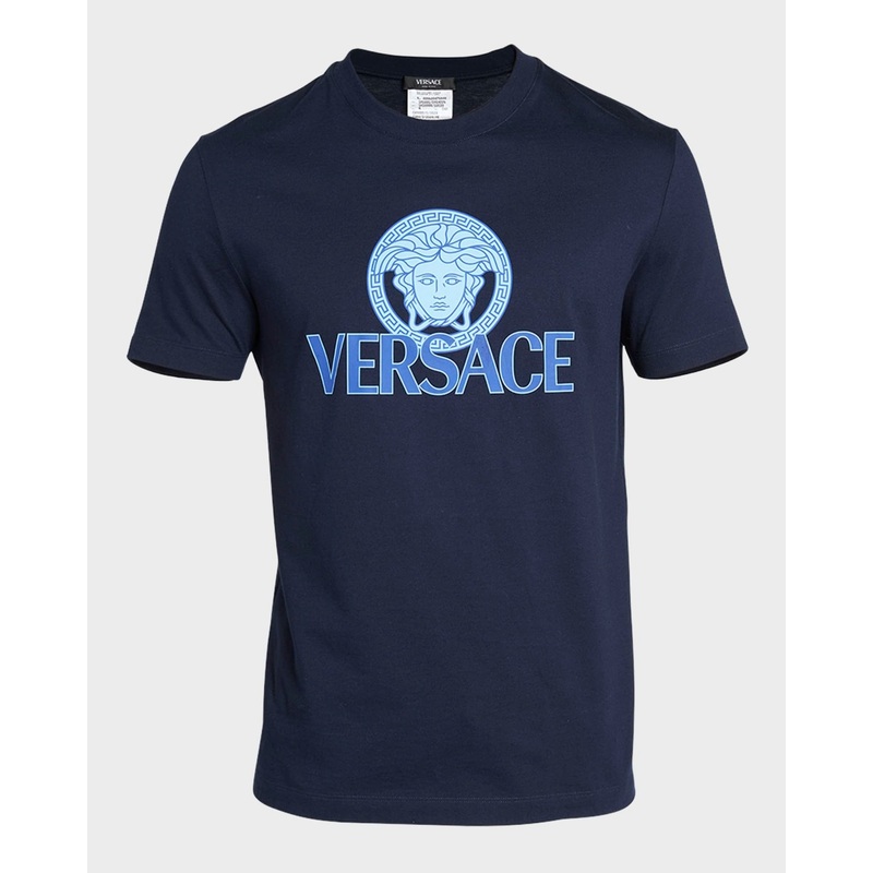 Versace Men's Medusa Logo T Shirt Small Navy Blue