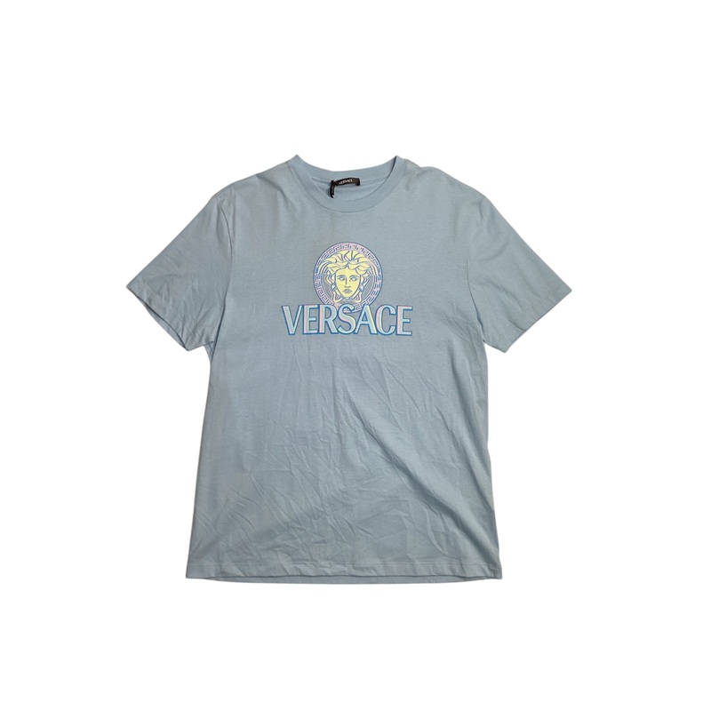 Versace Mens Medusa Cotton Graphic T Shirt XXL 2XL Pastel Blue Stampa