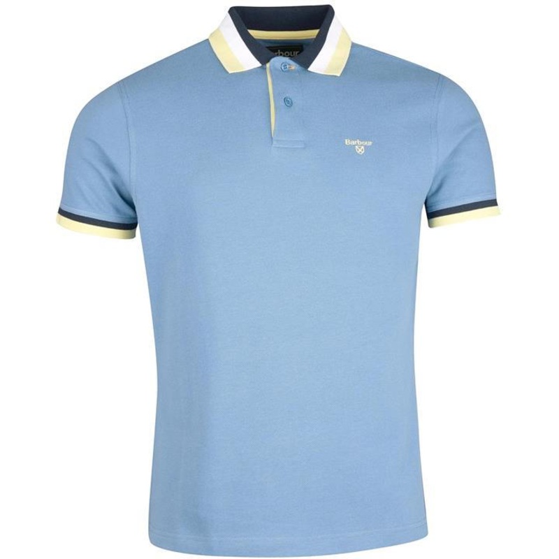 Barbour Barbour Mens Finkle Short Sleeve Polo Shirt Force Light Blue Small