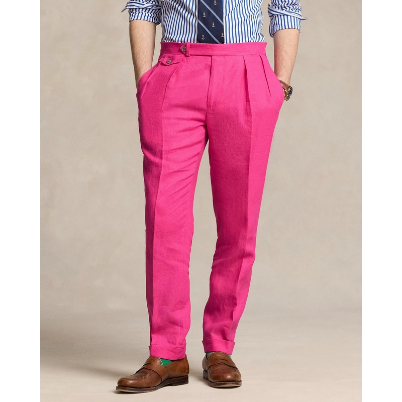 Polo Ralph Lauren Mens Pleated Linen Pants Pink  40 x 34