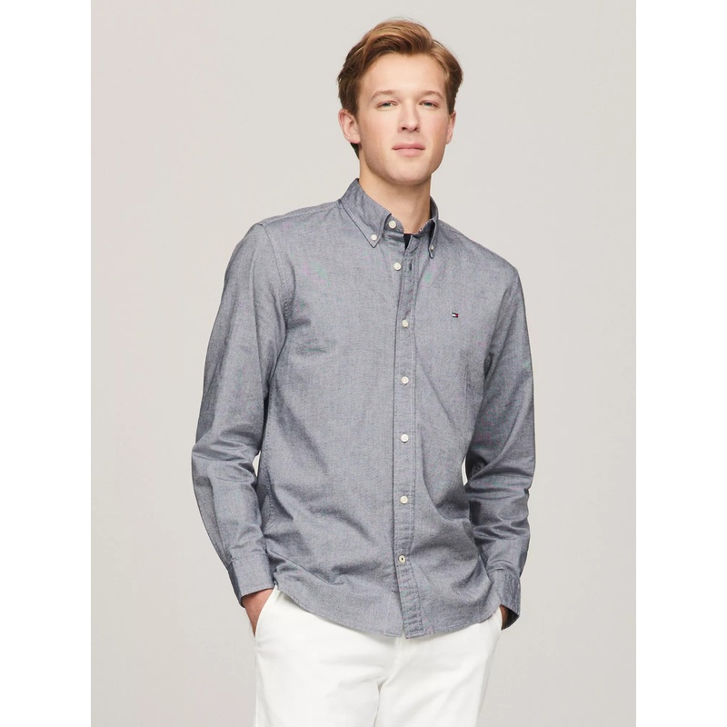 Tommy Hilfiger Men's Slim Fit Oxford Button Down Shirt Small Carbon Blue