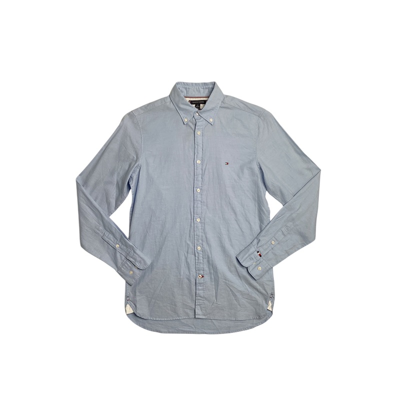 Tommy Hilfiger Mens Slim Fit Flex Button Down Shirt Small Light Blue