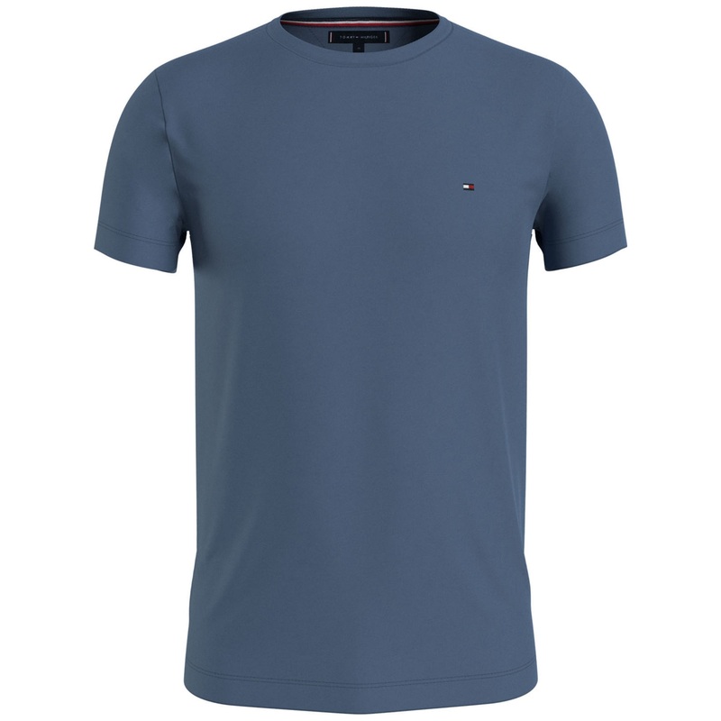 Tommy Hilfiger Mens Stretch Slim Fit Crewneck T Shirt Blue Coast Large