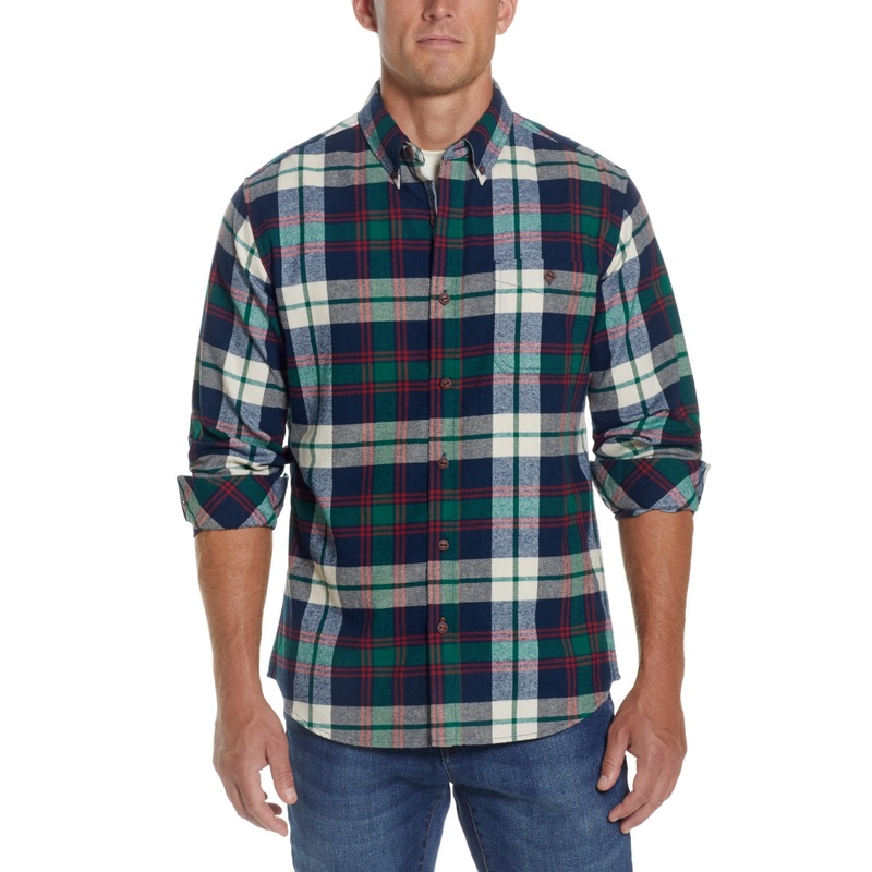 Weatherproof Vintage Mens Long Sleeve Flannel Button Down Shirt Blue Green Small