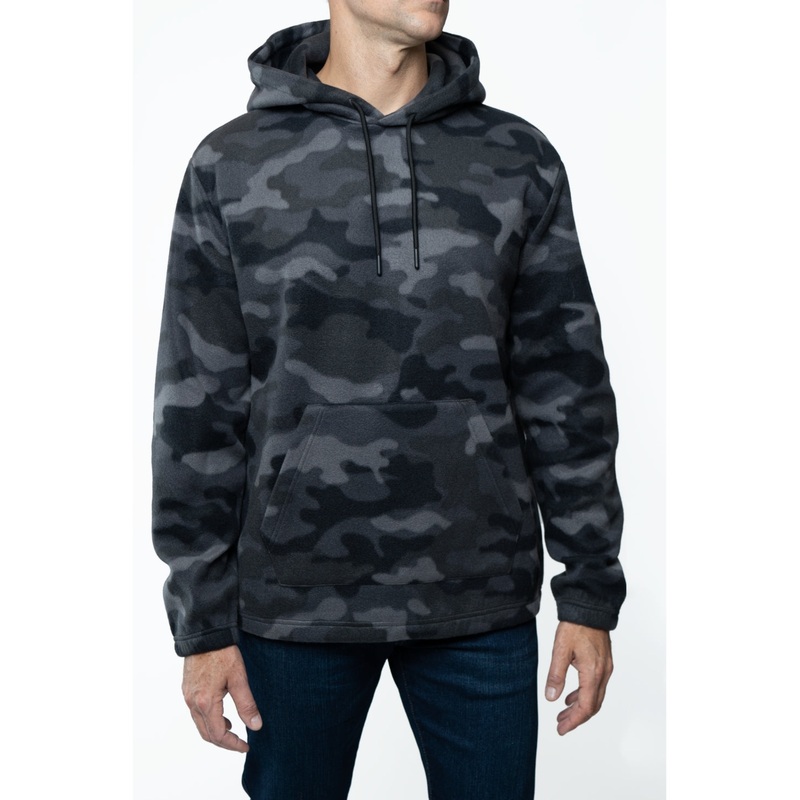 Lazer Lazer Mens Polar Fleece Pullover Hoodie Sweatshirt  Grey Camo Large