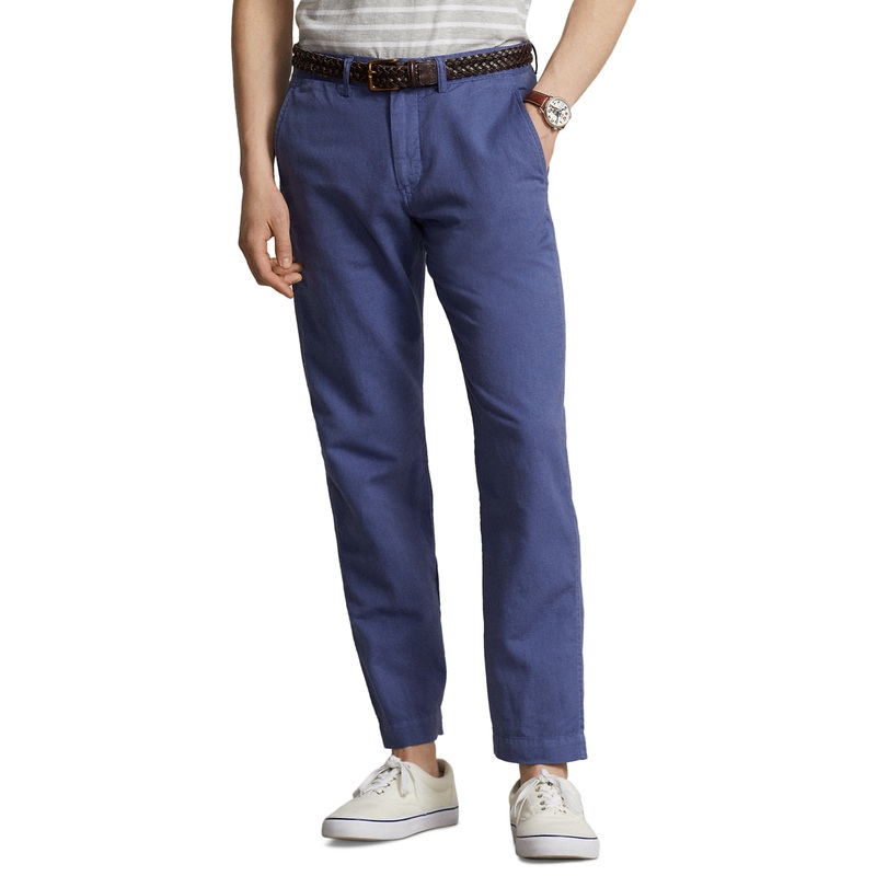 Polo Ralph Lauren Mens Straight Fit Linen Cotton Pants Blue Heaven 40 x 32