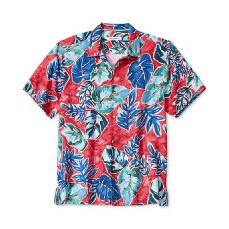 Tommy Bahama Mens Crystal Cove Short Sleeve Button Down Shirt Truly Red Large