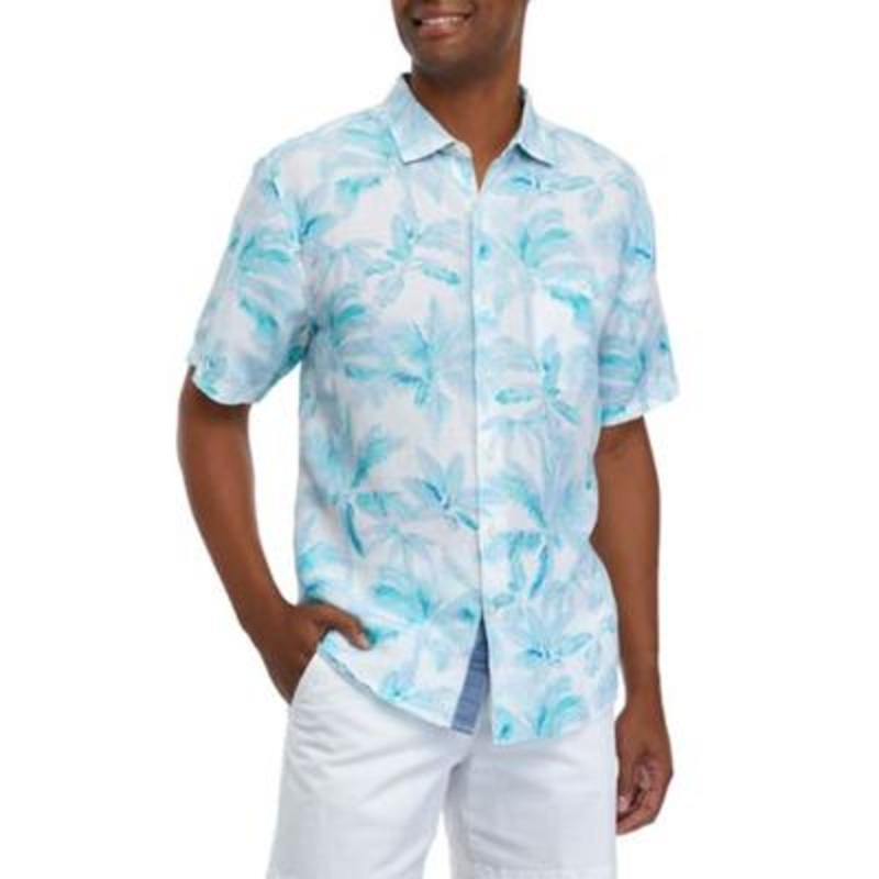 Tommy Bahama Mens Sand Breezy Short Sleeve Button Down Shirt Palace Blue XXL