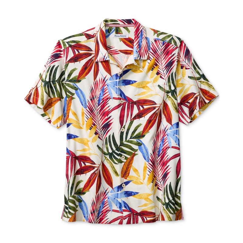 Tommy Bahama Mens Soriano Fronds Short Sleeve Button Down Shirt Red 3XL
