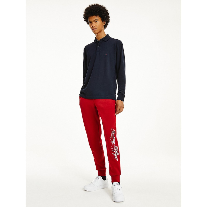 Tommy Hilfiger Mens 1985 Regular Fit Long Sleeve Polo Shirt  Dark  Blue Small