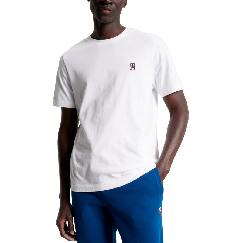 Tommy Hilfiger Mens Regular Fit Monogram T Shirt White Medium