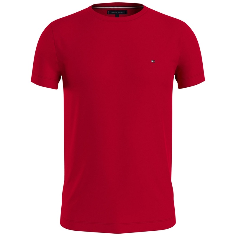 Tommy Hilfiger Mens Slim Fit Short Sleeve Crewneck T Shirt Primary Red Large