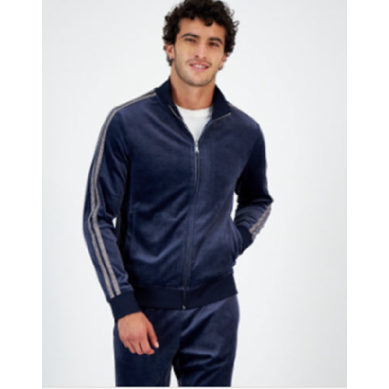 INC International Concepts Mens Regular-Fit Full Zip Track Jacket Navy Medium