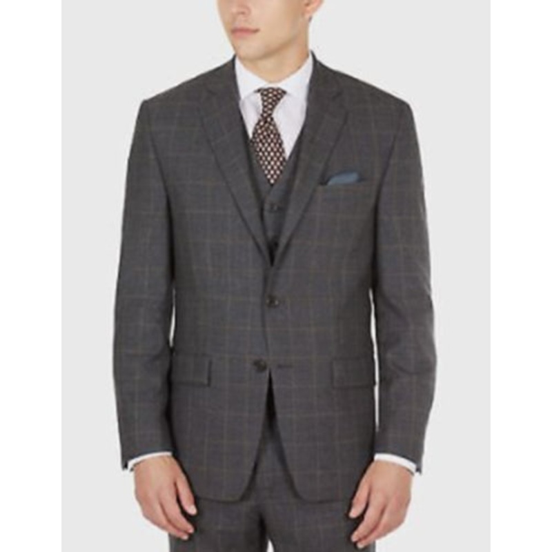 Lauren Ralph Lauren Men's Wool Classic Suit Jacket Charcoal Blue Windowpane 42L