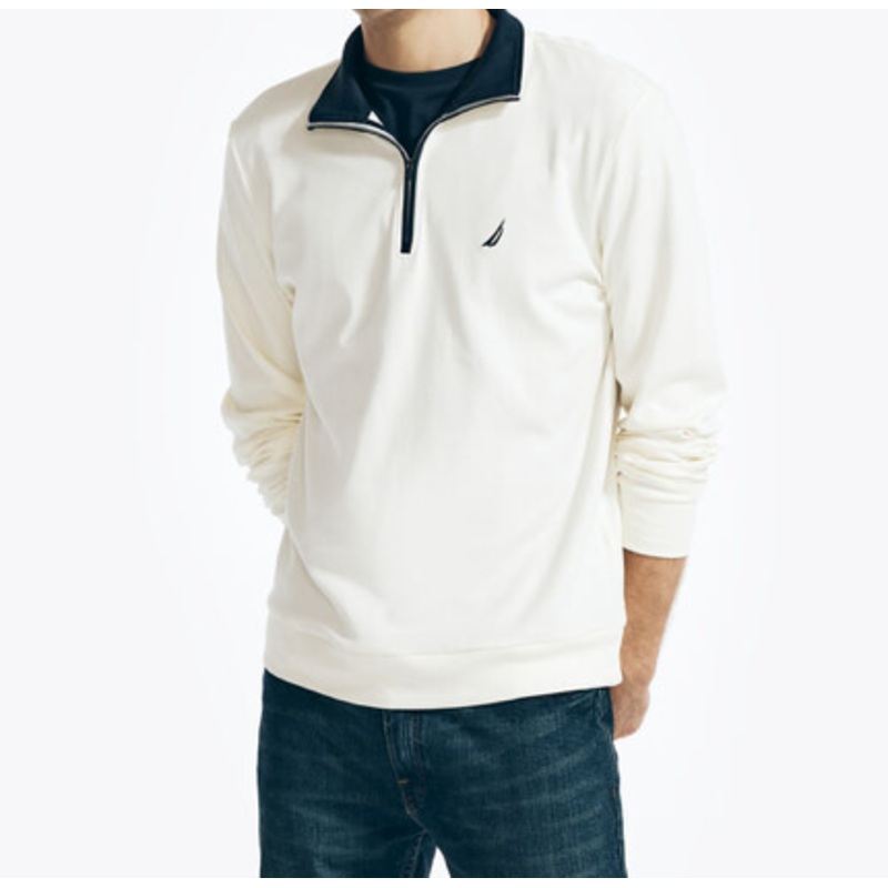 Nautica Mens Navtech Classic-Fit Sweater Sail Cream Large