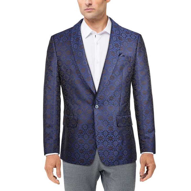 Tallia Men's Navy Jacquard Slim Fit Dinner Jacket Blue 42S Sport Coat
