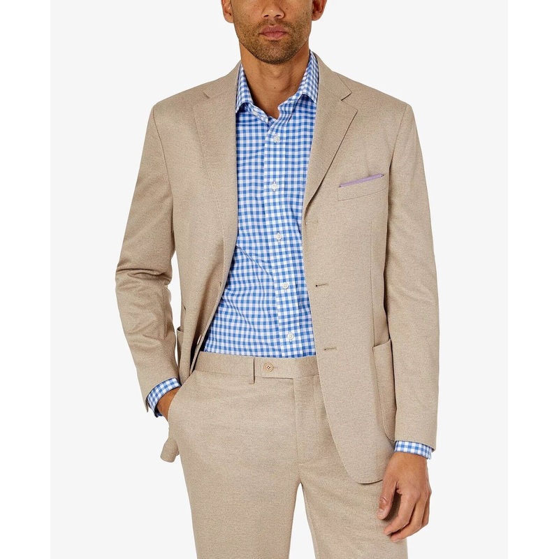 Tallia Men's Slim Fit Knit Suit Jacket Cream Size 36S Sport Coat