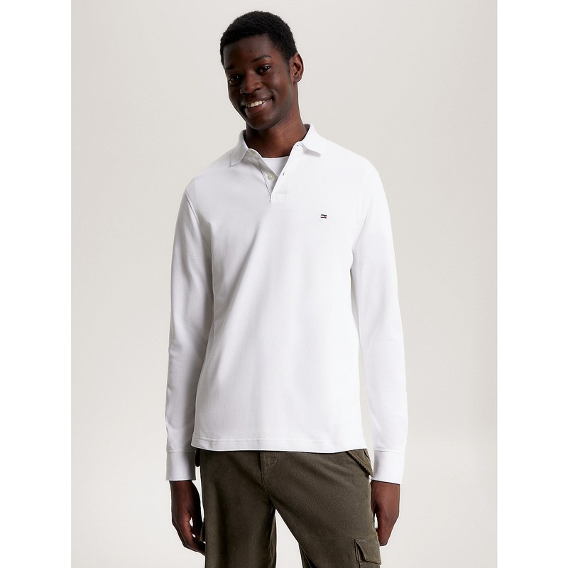 Tommy Hilfiger Mens 1985 Regular-Fit Long Sleeve Polo Shirt White XL