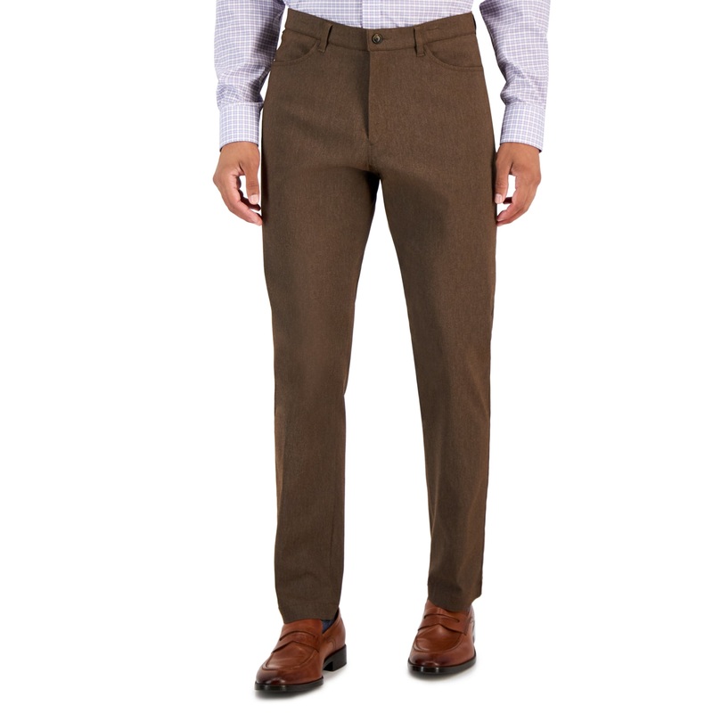 Tommy Hilfiger Mens Twill Flex Flat Front Pants Mid Brown 38 x 32