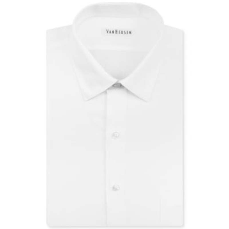 Van Heusen Mens Classic Fit Herringbone Button Down Shirt White 18.5 36 37