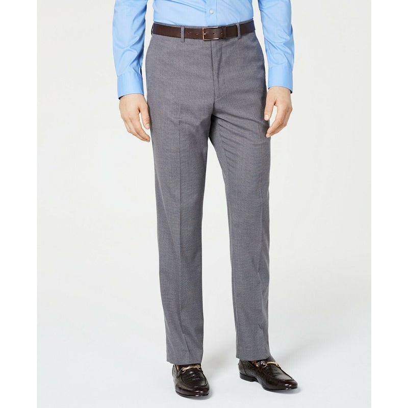 Vince Camuto Slim-Fit Stretch Wrinkle-Resistant Gray Textured Pants 38 x 34
