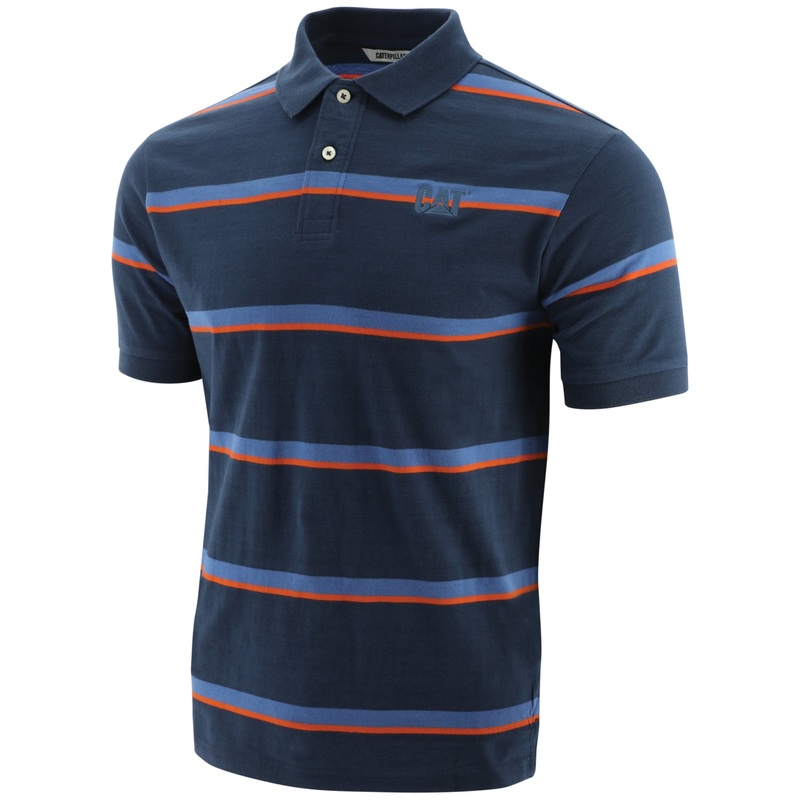 Caterpillar Men's Foundation Jersey Knit Polo Shirt Dark Blue Large