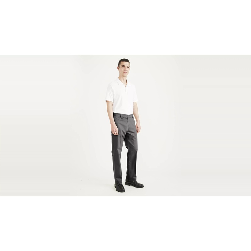 Dockers Mens Signature Classic Fit Khaki Pants Steelhead Grey 32 x 32