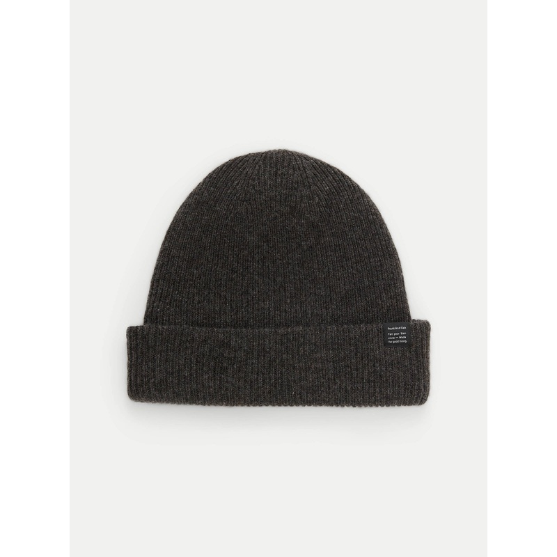 Frank & Oak Mens The Yak Wool Beanie Hat in Charcoal Grey Yak Wool