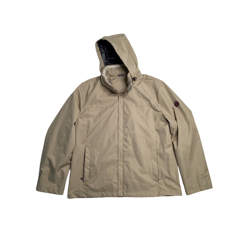 Nautica Mens Hooded Water Repellent Hooded Jacket Beach Sand 2XL