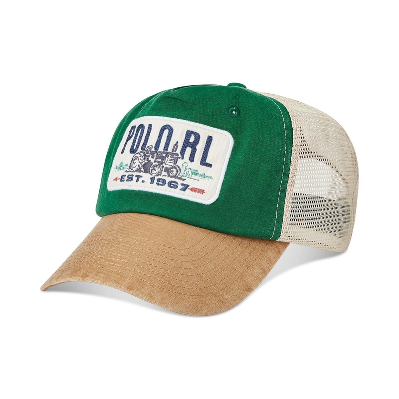 Polo Ralph Lauren Men's Logo-Patch Canvas Trucker Cap Baseball Hat Green