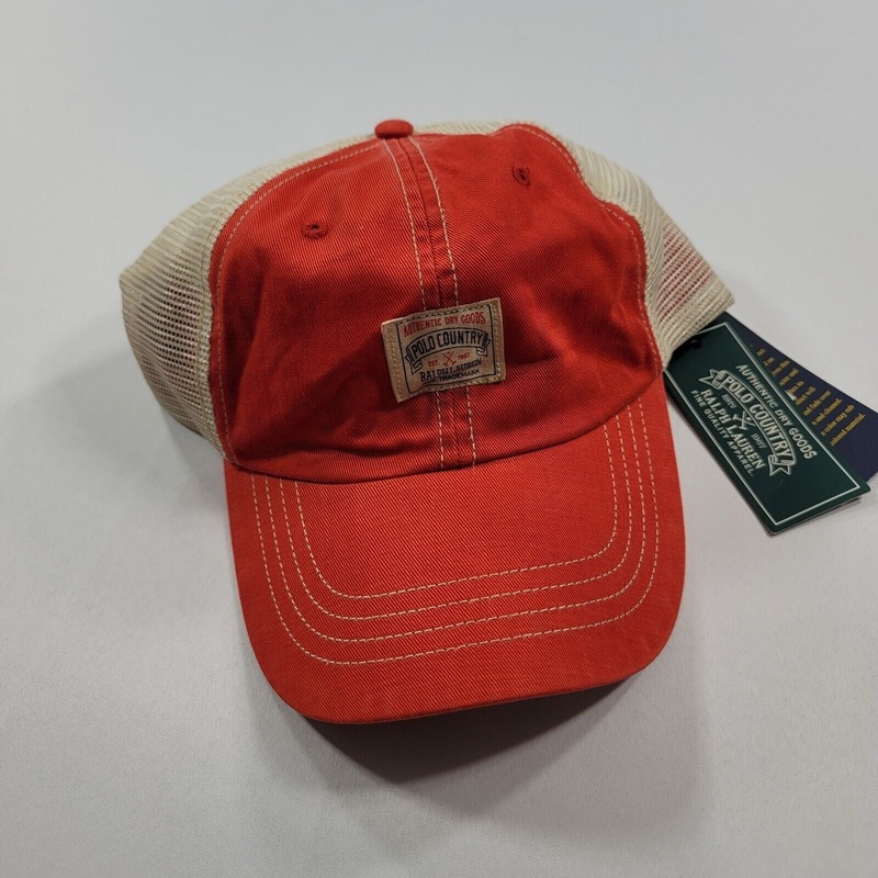 Polo Ralph Lauren Mens Country Trucker Hat Orange Baseball Cap Adjustable
