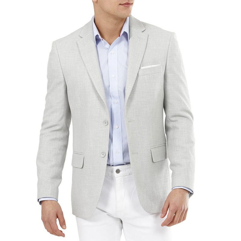 Tommy Hilfiger Men's Slim-Fit Solid Weave Blazer Light Gray 46L Sport Coat