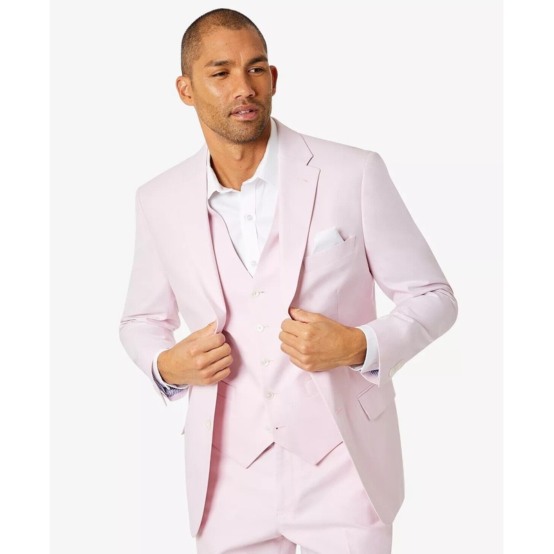 Tommy Hilfiger Mens Chambray Suit Jacket Light Pink 42R Modern-Fit Flex Stretch