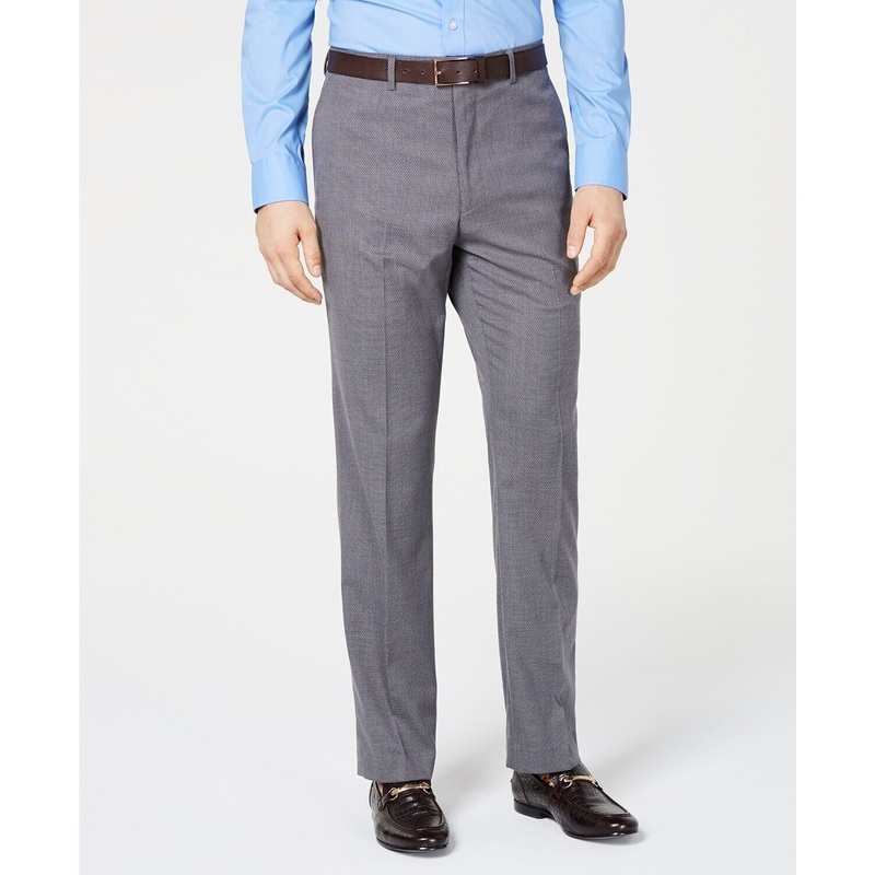 Vince Camuto Mens Gray Dress Pants 40 x 32 Slim Stretch Wrinkle-Resistant