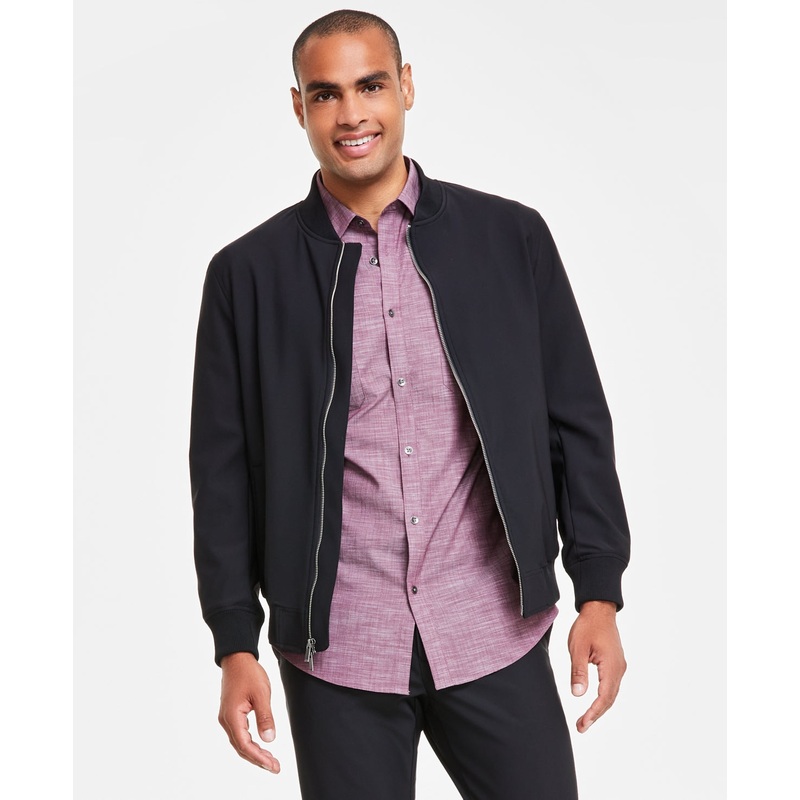 Alfani Men's Alfatech Regular Fit Full Zip Bomber Jacket Coat Black Large