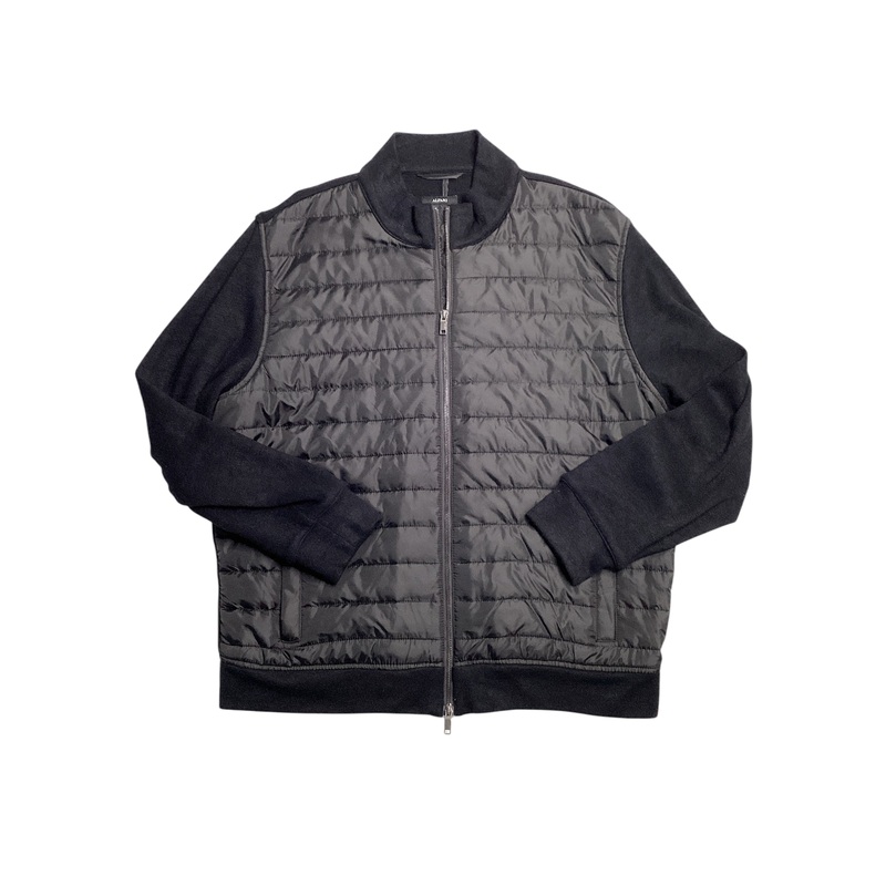 Alfani Men's Mixed Media Quilted Full Zip Bomber Jacket Deep Black Large