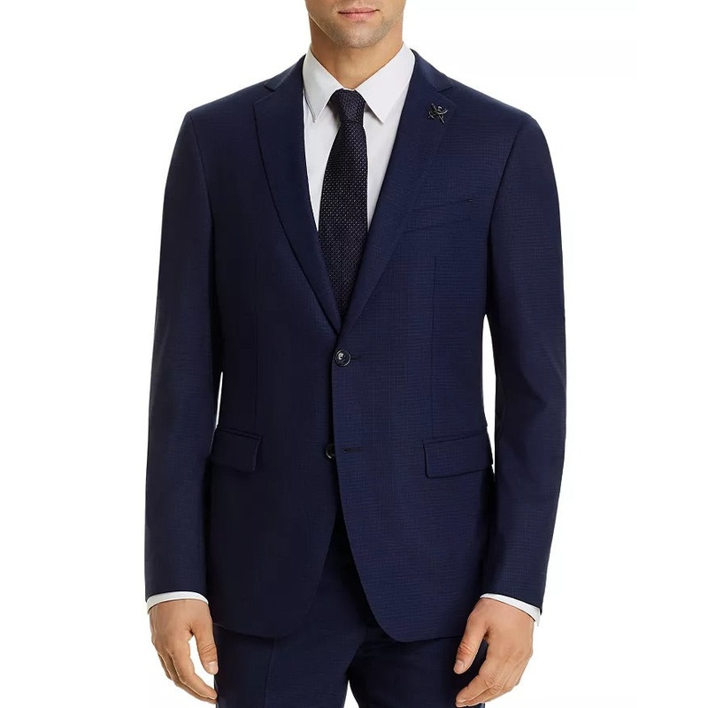 John Varvatos Star USA Bleecker Micro-Check Slim Fit Suit Jacket 42R Navy Blue