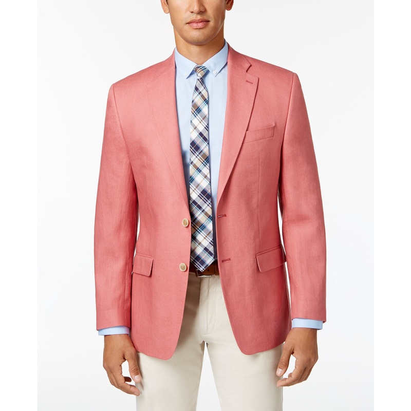 Lauren Ralph Lauren Men's UltraFlex Classic Fit Linen Blazer Sport Coat Red 44S
