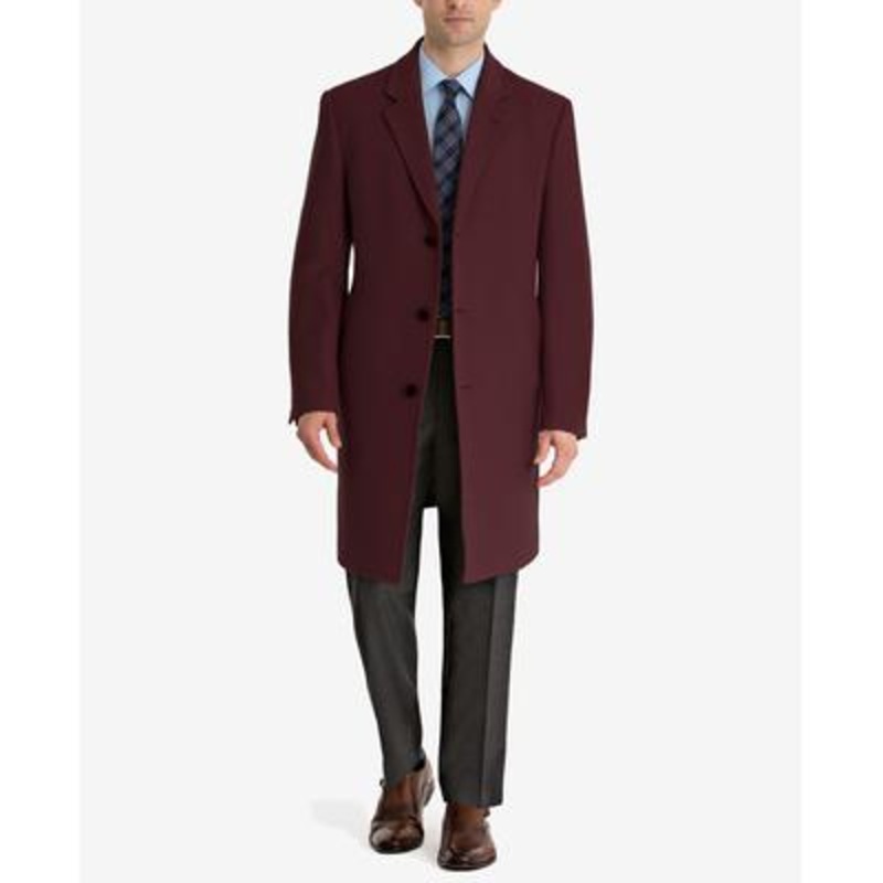 Lauren Ralph Lauren Mens Luther Classic Fit Overcoat Coat Burgundy Wine 48L