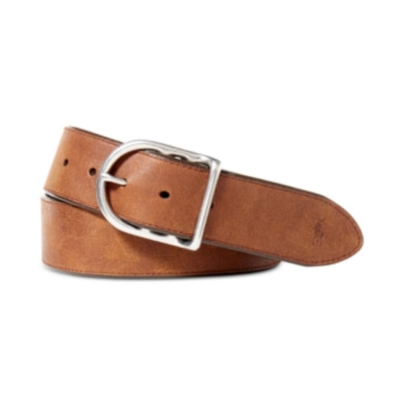 Polo Ralph Lauren Mens Distressed Leather Belt Brown 34