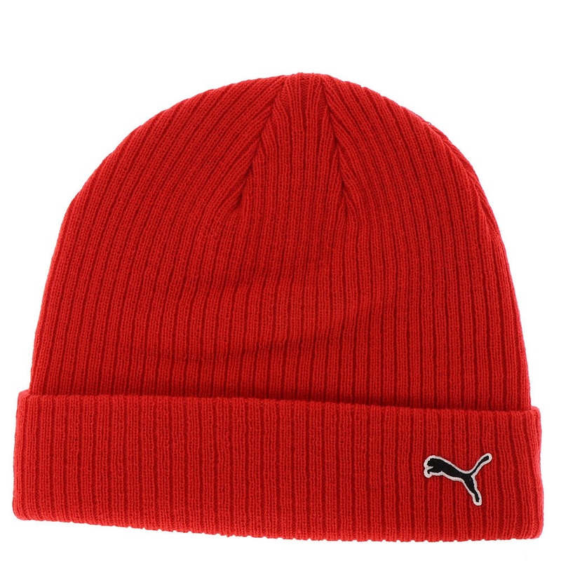 Puma Mens Evercat Fundamental Ribbed Knie Beanie Hat Red