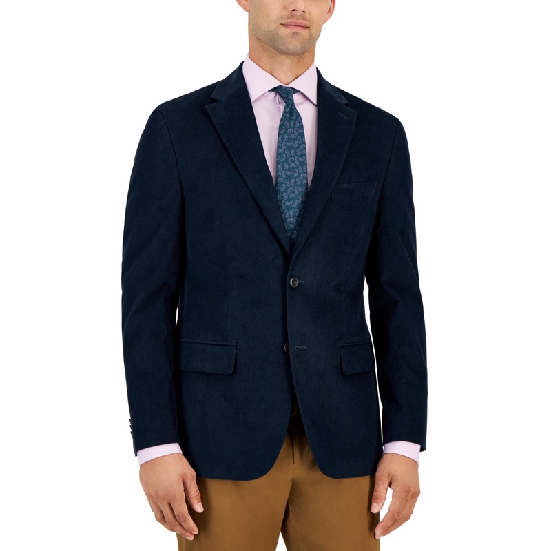 Tommy Hilfiger Mens Corduroy Sport Coat Blazer Navy Blue  40R