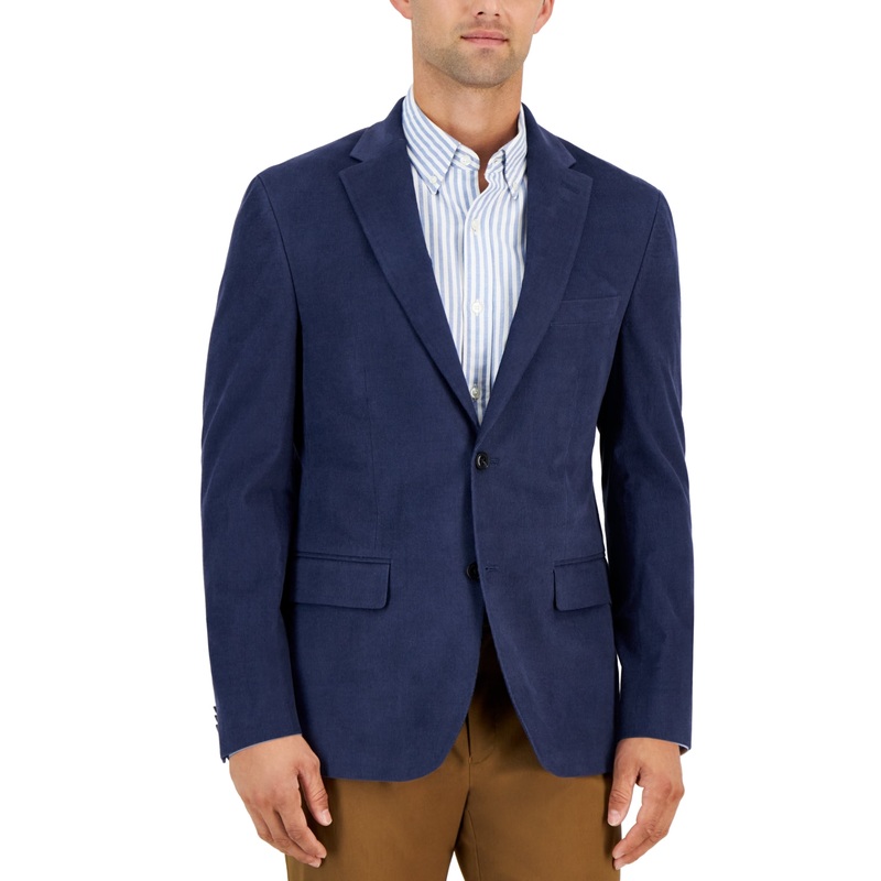 Tommy Hilfiger Mens Modern-Fit Corduroy Sport Coat Blue 42S
